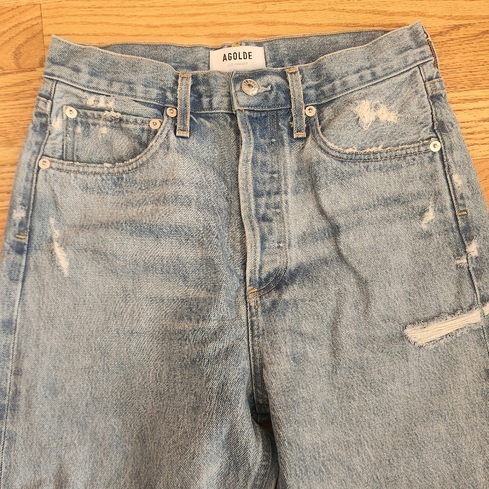 EUC Agolde 90s Mid Rise Loose Fit Jeans In Color Fall Out, Distressed Size 25 - Picture 4 of 15
